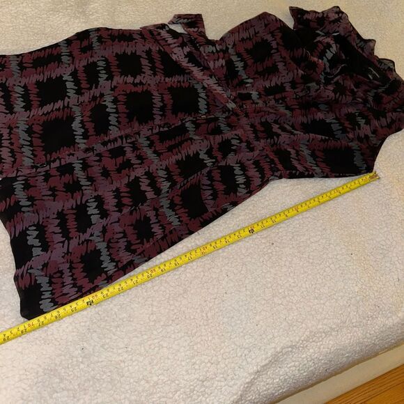 Banana Republic Black Purple Abstract Pattern Sleeveless Ruffle Dress Womens 4 E - Picture 11 of 11